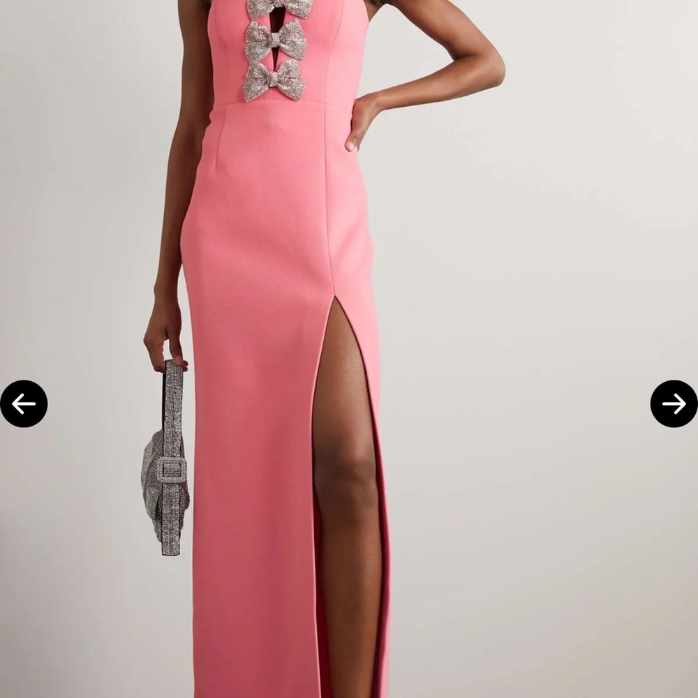 Rebecca Vallance Pink Strapless Dress with Silver Bows - Picture 2 of 11